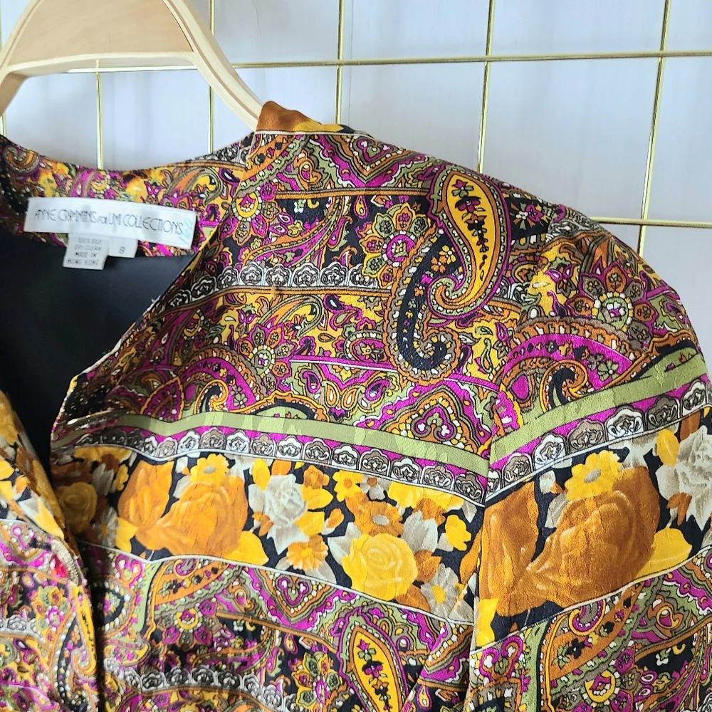 Anne Crimmins for Umi Collections Silk Paisley Baroque Vintage Blazer